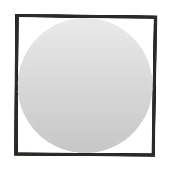Дизайнерское настенное зеркало Glass Memory Image в металлической раме черного цвета 1040*1040